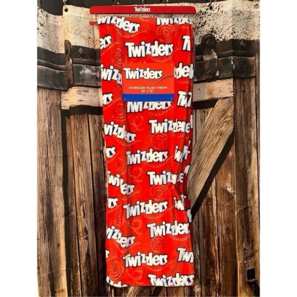 Twizzlers NWT large plush throw blanket in the iconic red and white logo 50”x60”